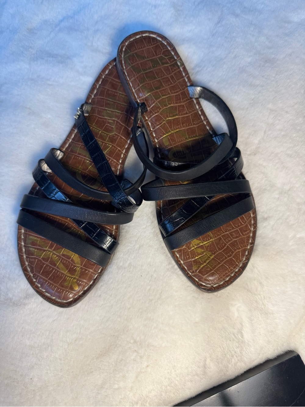 Women's Sam Edelman Black Strappy Slide Sandals Size 8
